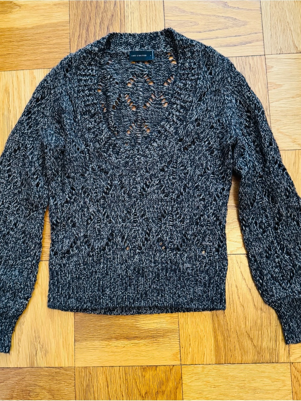 The Limited Brown & Tan Scoop-Neck Open Knit Sweater